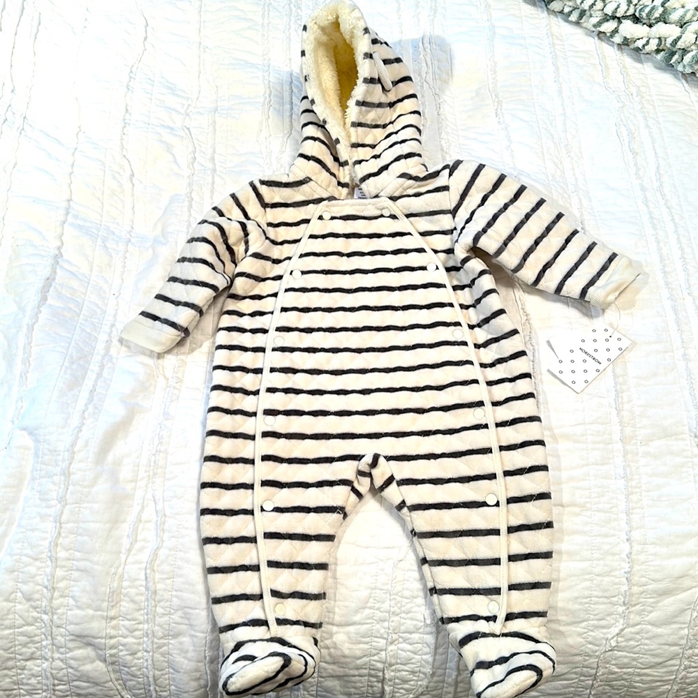 Striped gray and white unisex bunting, 100% cotton